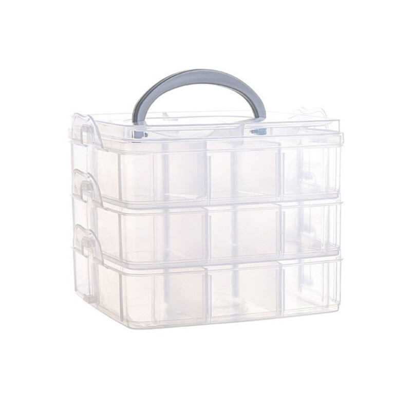 Ministar 3 Layers 18 Compartments Clear Storage Box Container Jewelry Bead Organizer Case Rangement Organizadoras Plastic Box