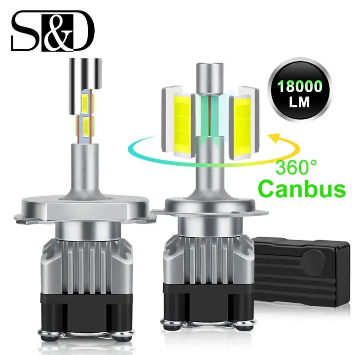 lampu sorot kabut otomatis cahaya led canbus h7 4 sisi h1 turbo h4 9005 hb3 9006 hb4 led h8 h11 bohlam 6500k 360 derajat