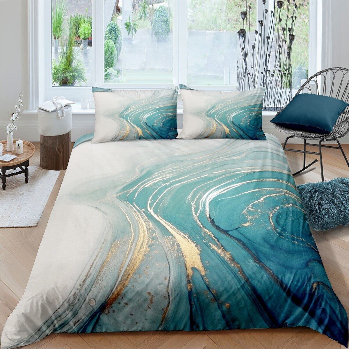 marble print duvet cover set