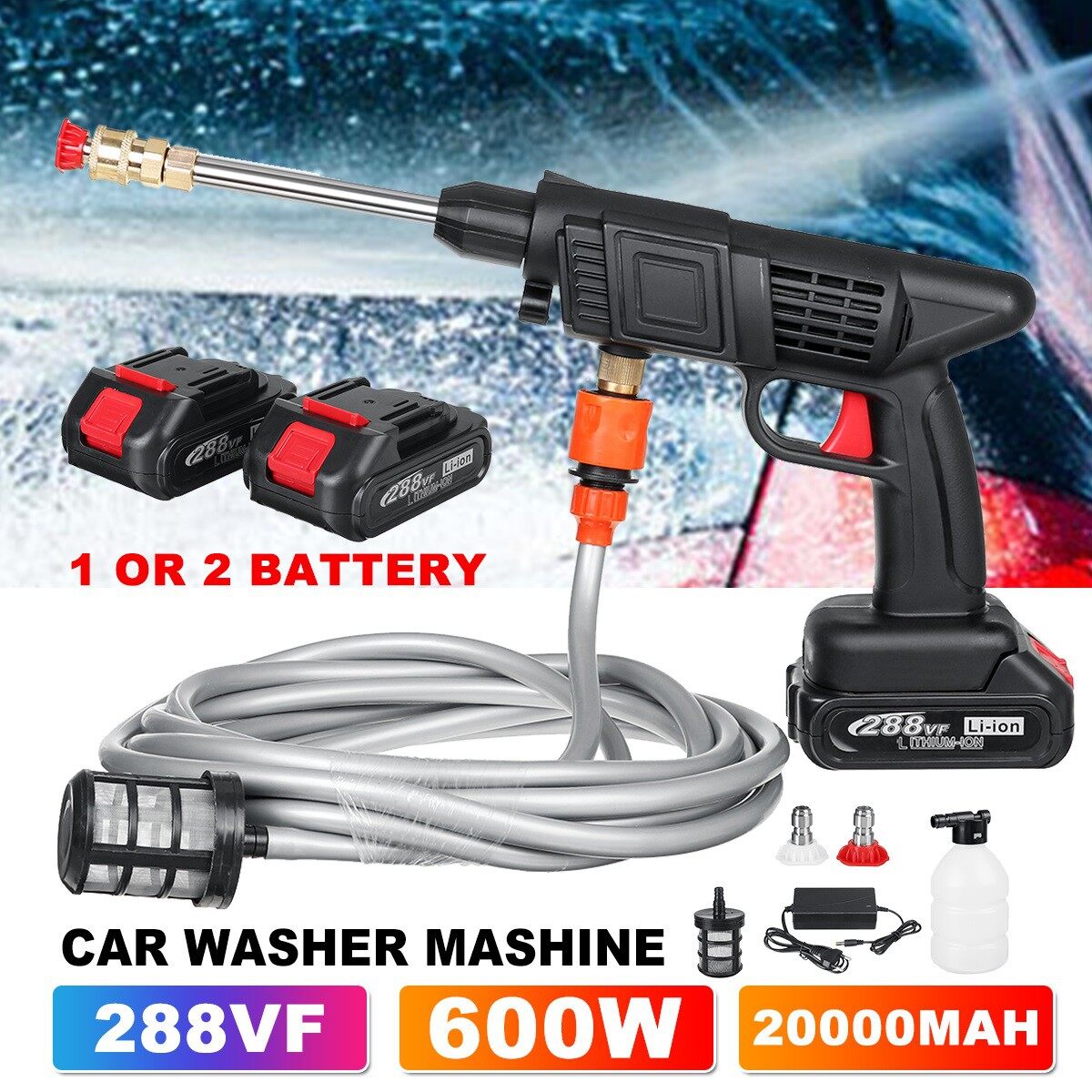 288VF 600W High Pressure Car Washer Cleaner Machine Cordless Car Wash