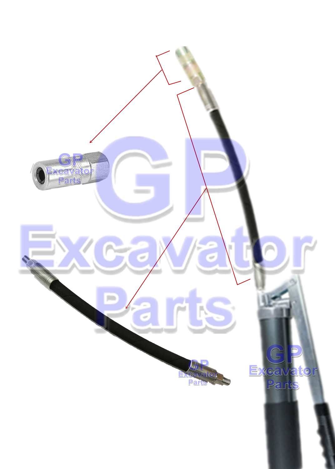 1/8" NPT 12"LONG GREASE GUN HOSE / GREASE GUN COUPLER 5000PSI (HEAVY