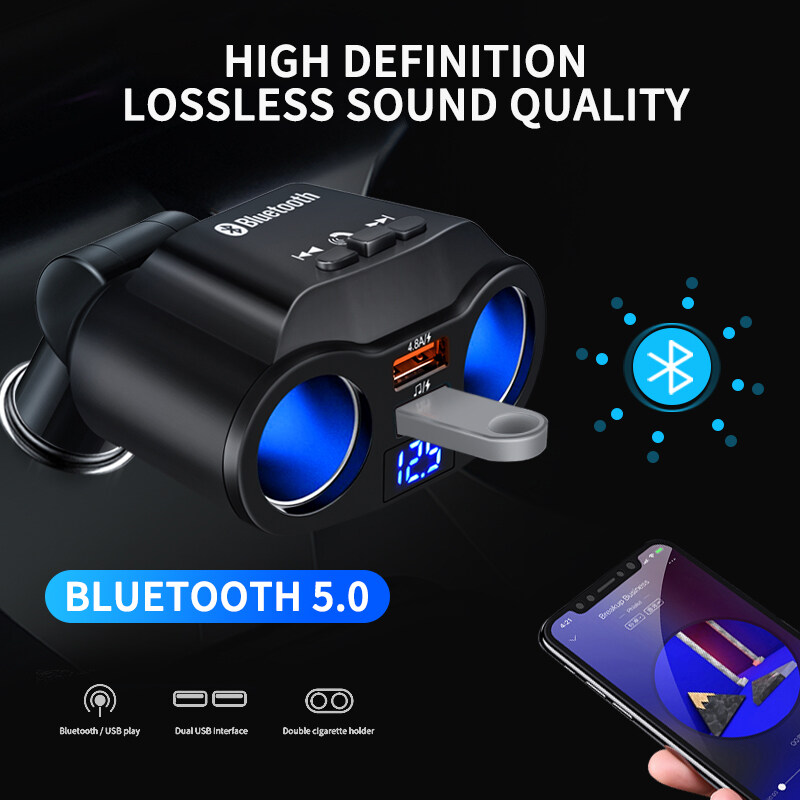 Laglas Bluetooth 5.0เครื่องส่งสัญญาณ FM แฮนด์ฟรีรถ Mp3 Player Dual เครื่องชาร์จ USB ขยายสนับสนุน U Disk Play