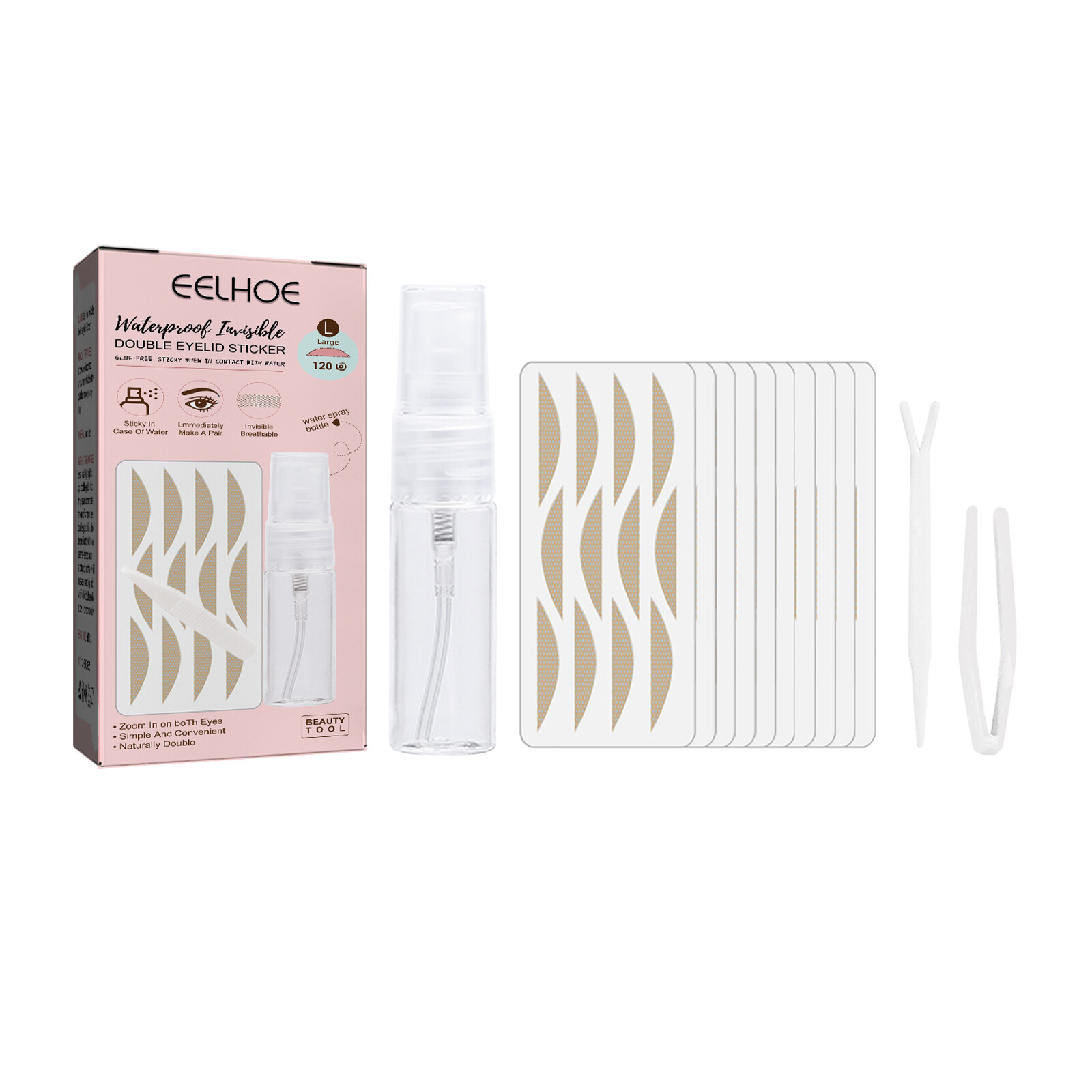 Eelhoe Lace Traceless Double Eyelid Patch Big Eyes Makeup Eyelid Sticker Double Fold Transparent Invisible Self-adhesive Eyelid Tape Stickers Makeup Tools Sweat-proof Waterproof Non Glue Lasting Double Eyelid Tape