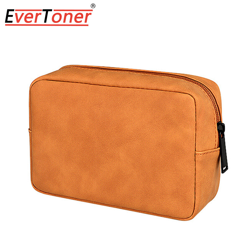 EverToner Cable Bag Gadget Organizer Bag Zipper PU Leather Waterproof Storage Bag Charger Power Bank U Disk Data Cable Headphone Case