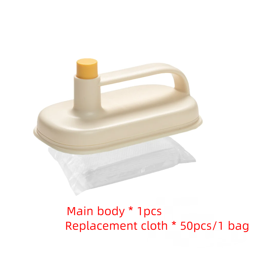 KEBETEME Handle Ceaning Brush Replaceable Kitchen Wipe Cleaning Cloth Multi-functional Cleaning Wipe Tile Brush Kitchen Grease-removing Bathroom Cleaning Tool