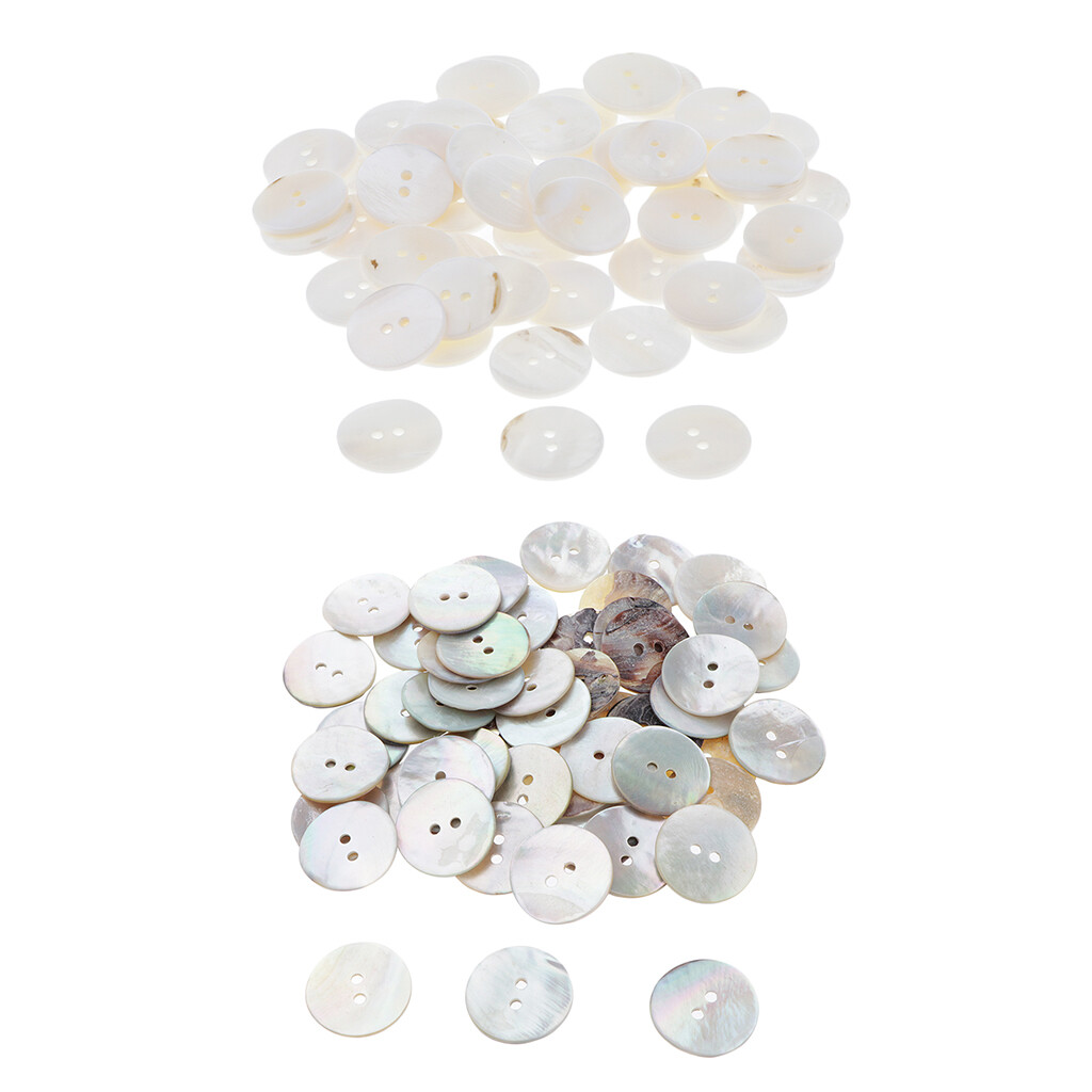 Baoblaze 50 Pieces Shell Button 2 Holes Sewing Button for Clothing Sweater