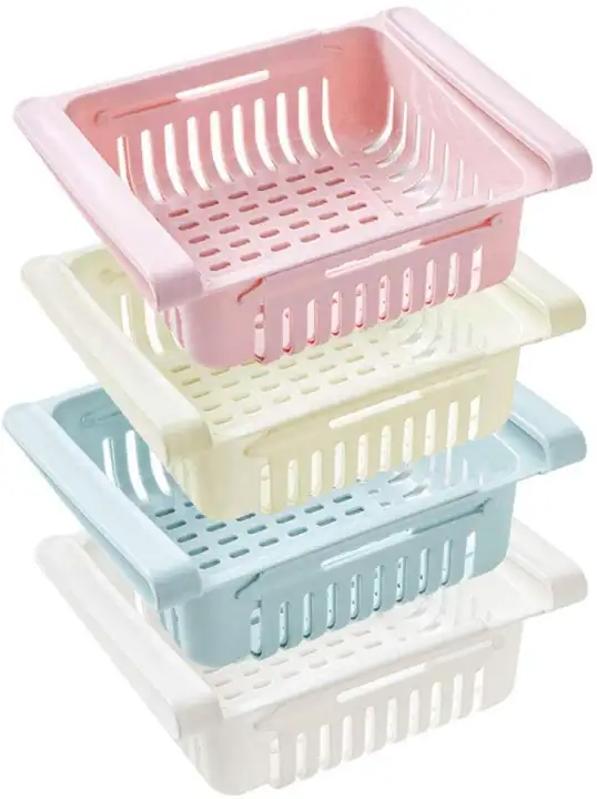 Plastic Kitchen Refrigerator Storage Rack Fridge Shelf Holder Pull