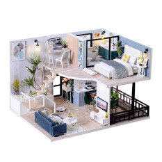 Bộ Nhà Búp Bê Mini Tự Làm, Đồ Chơi Lắp Ráp Gác Xép Thủ Công Bằng Gỗ 3D