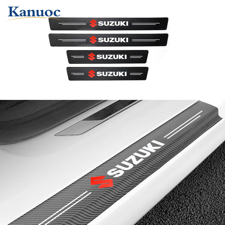 4Pcs Car Door Threshold Sill Protector Stickers Carbon Fiber Trim for Suzuki Swift Liana Sedan Wagon Jimny Grand Vitara
