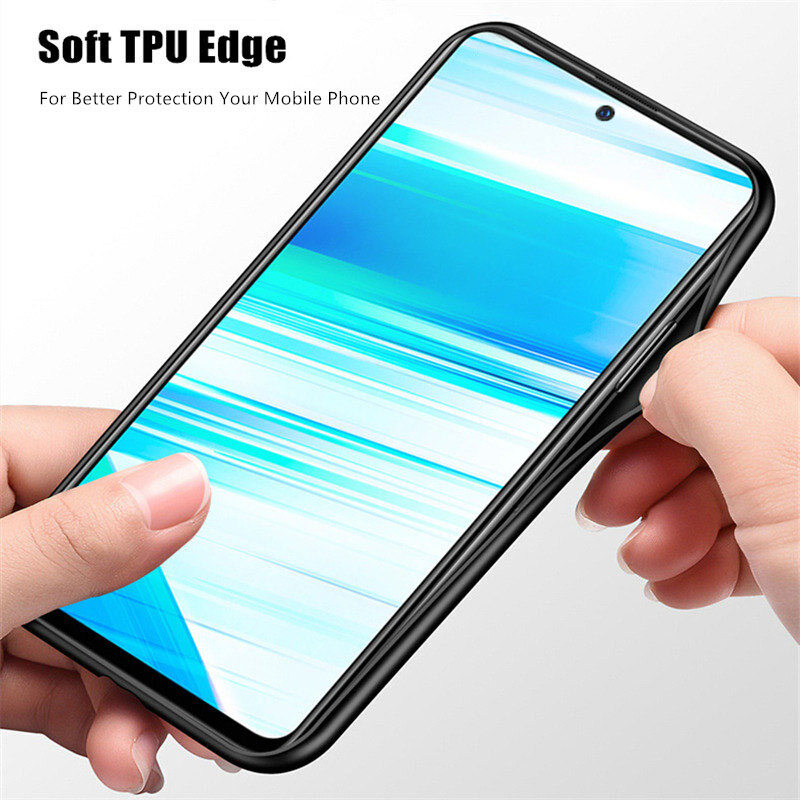 ROAZIC For Xiaomi Redmi Note 10 5G Note 10 4G Note 10S Note 10 Pro Note 10 Pro Max Phone Case Starry Sky Hard Tempered Glass Casing Soft TPU Edge Protection Back Cover