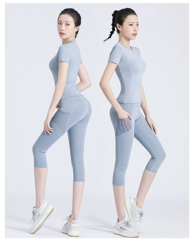 Női Capri jóganadrág zsebekkel, varrás nélküli push-up csípőre erősíthető edzőtermi Fiess sportleggings rövidnadrág_voghion.com