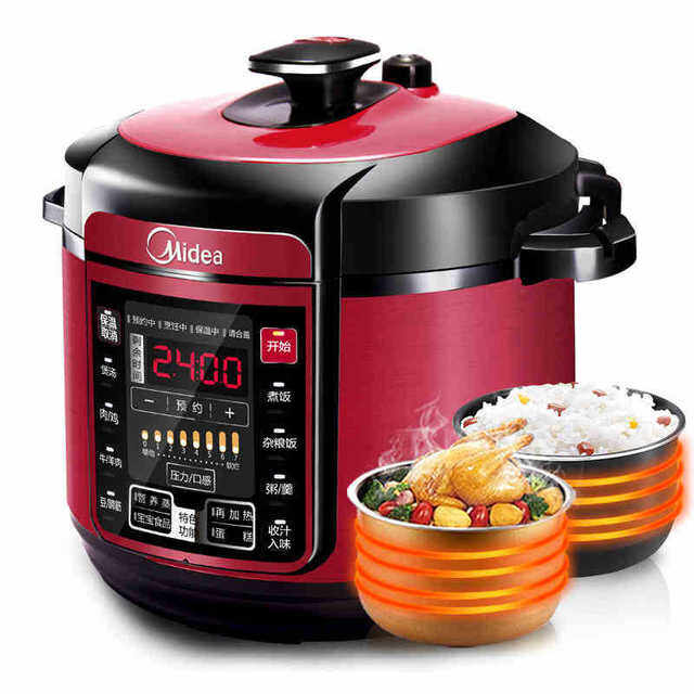 Midea Pressure Cooker 5 Liters 2 Inner Pots Rice Cooker Red Instant Pot