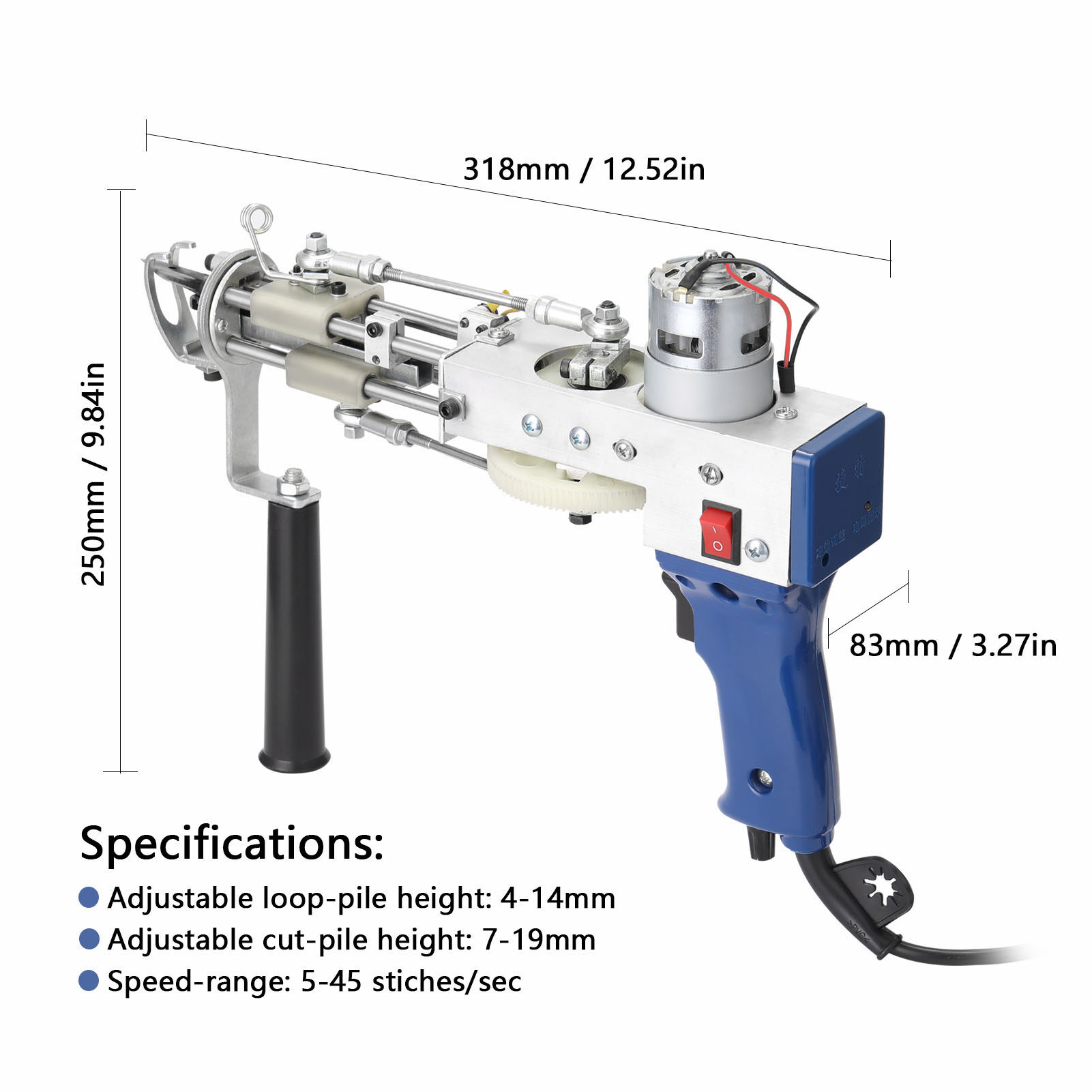 Smart Sensor Electric Carpet Tufting Weaving Machine Professional Flocking Device Industrial Embroidery Tool Cut-Pile Loop-Pile Knitting Equipment