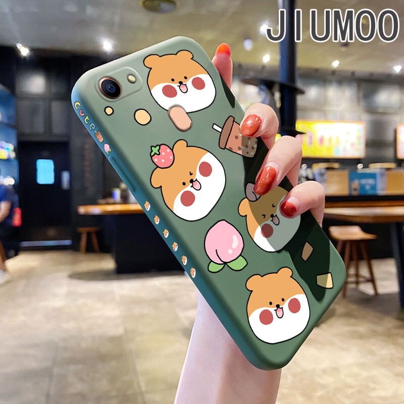 JIUMOO Case For OPPO F5 Youth F7 Pro Case With Cartoon Cute Lovely Girls New Design Phone Case Side Edge Square Pattern Cases Silicone Shockproof Casing Full Back Cover Camera Protect Soft Case