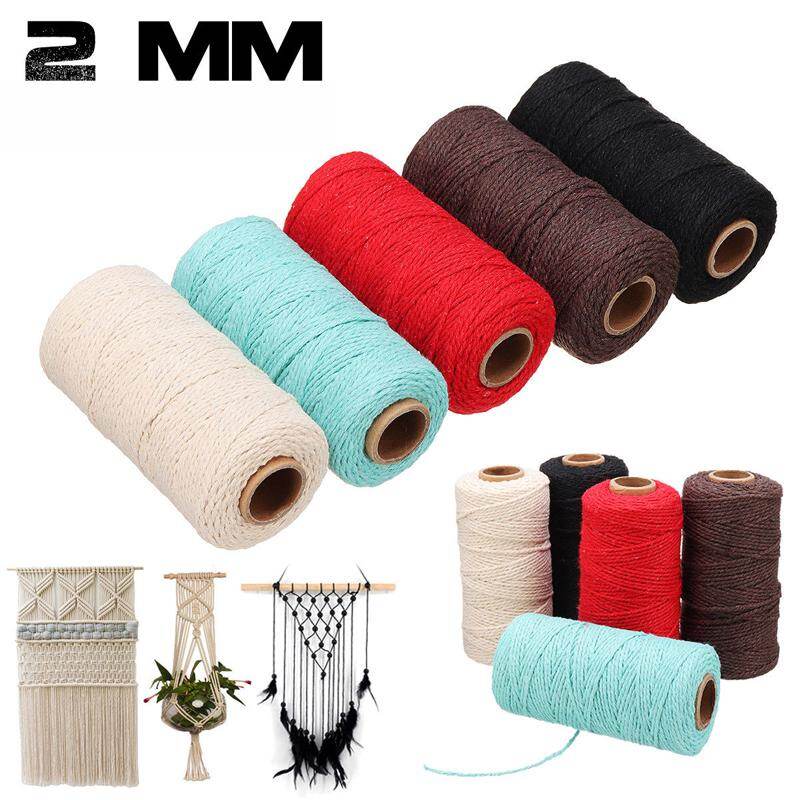 Pzcf Chỉ May 1 Cuộn Dây Màu Dệt Bện Thủ Công Dây Cotton 100M X 2Mm, Dây Macrame Tự Làm, Sợi Bông Màu