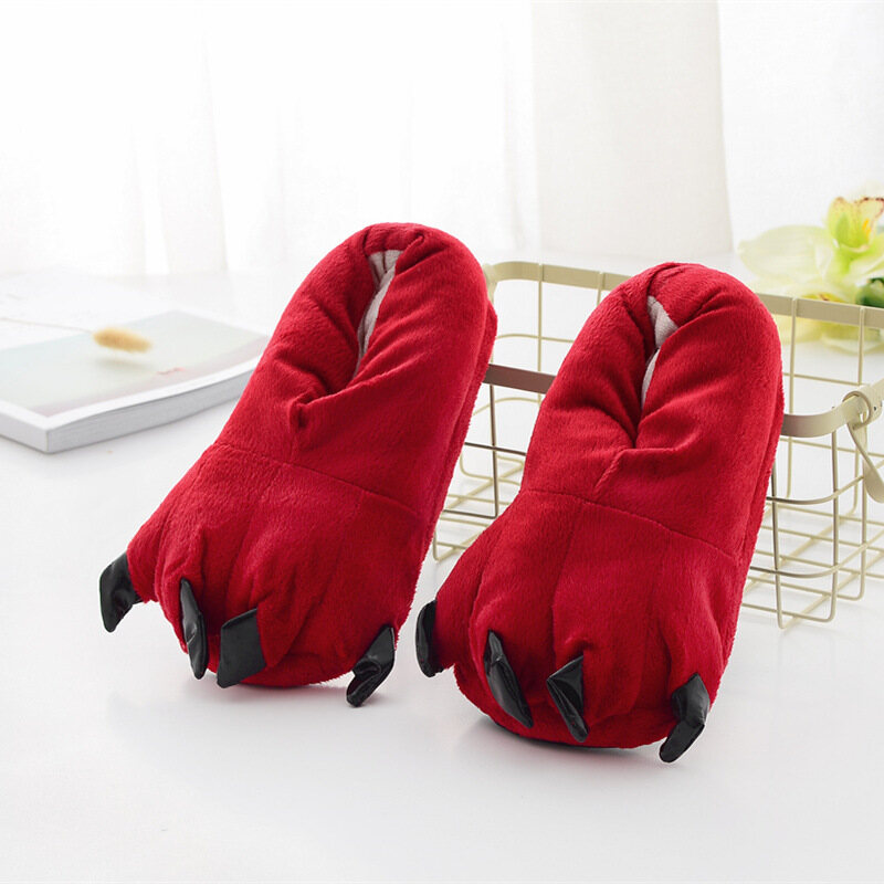Adult Cartoon Animal Paw Slippers Dinosaur Claw Shoes Unicorn Paw Home Slippers Indoor Winter Shoes
