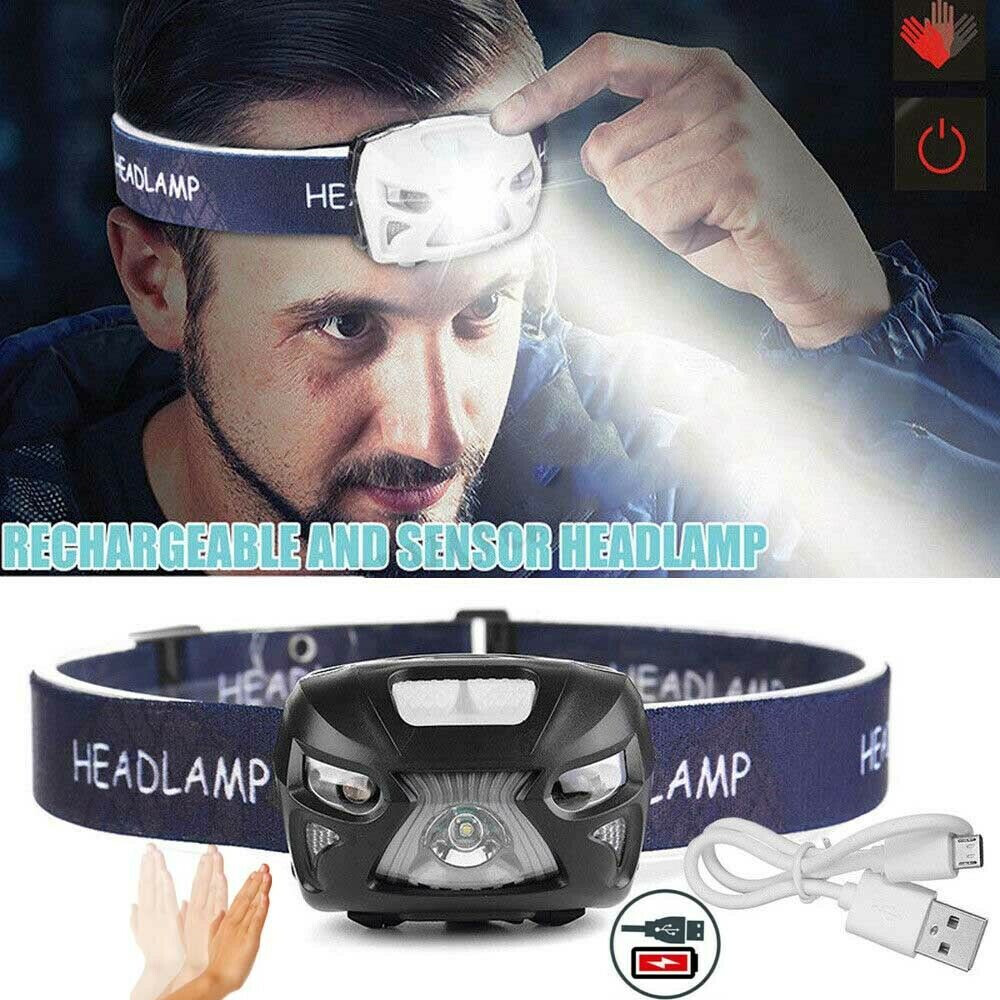 Telescopic Zoom Headlamp 350000 LM Rechargeable Head Torch & USB Line New MA 