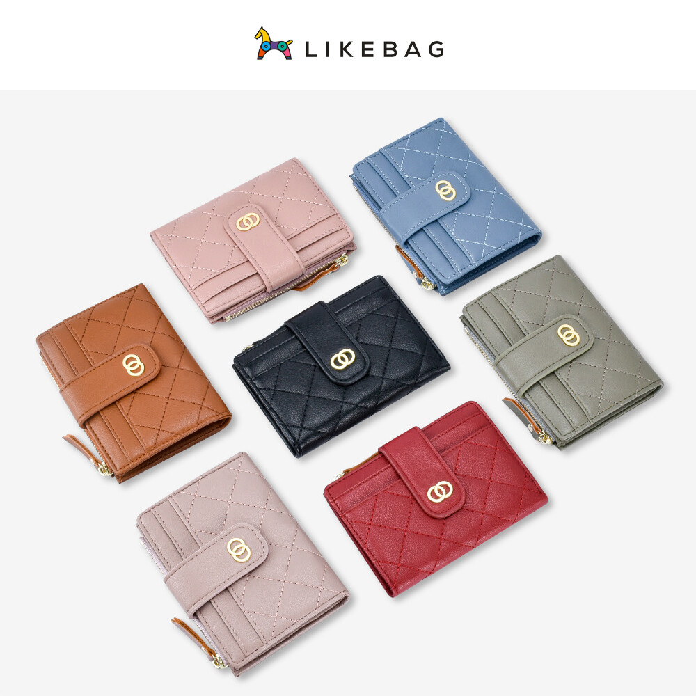 Ví Ngắn LIKEBAG Ví Gấp Da PU Màu Trơn