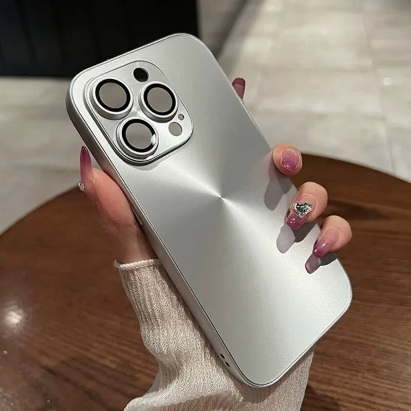 Cực quang sang trọng Matte Chống Sốc Ốp điện thoại cho iPhone 16 15 14 13 12 11 Pro Max 14 15 16 Plus hoa văn CD Cứng Cover Quay Lại silicon mềm Cạnh Ốp bảo vệ