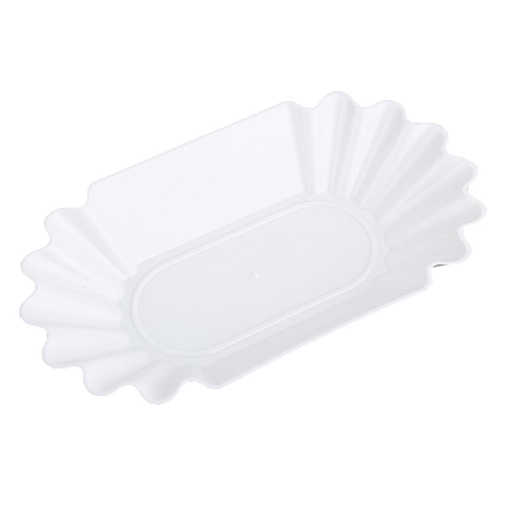 Baoblaze 6x Oval Plastic Plate Fruit Salad Snack Coffee Beans Tray White Serving Plate