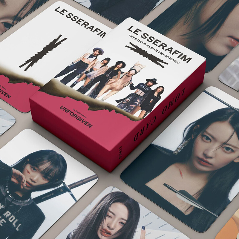 Kpop 55 pcs le sserafim photocard unforgiven album lomo card postcard