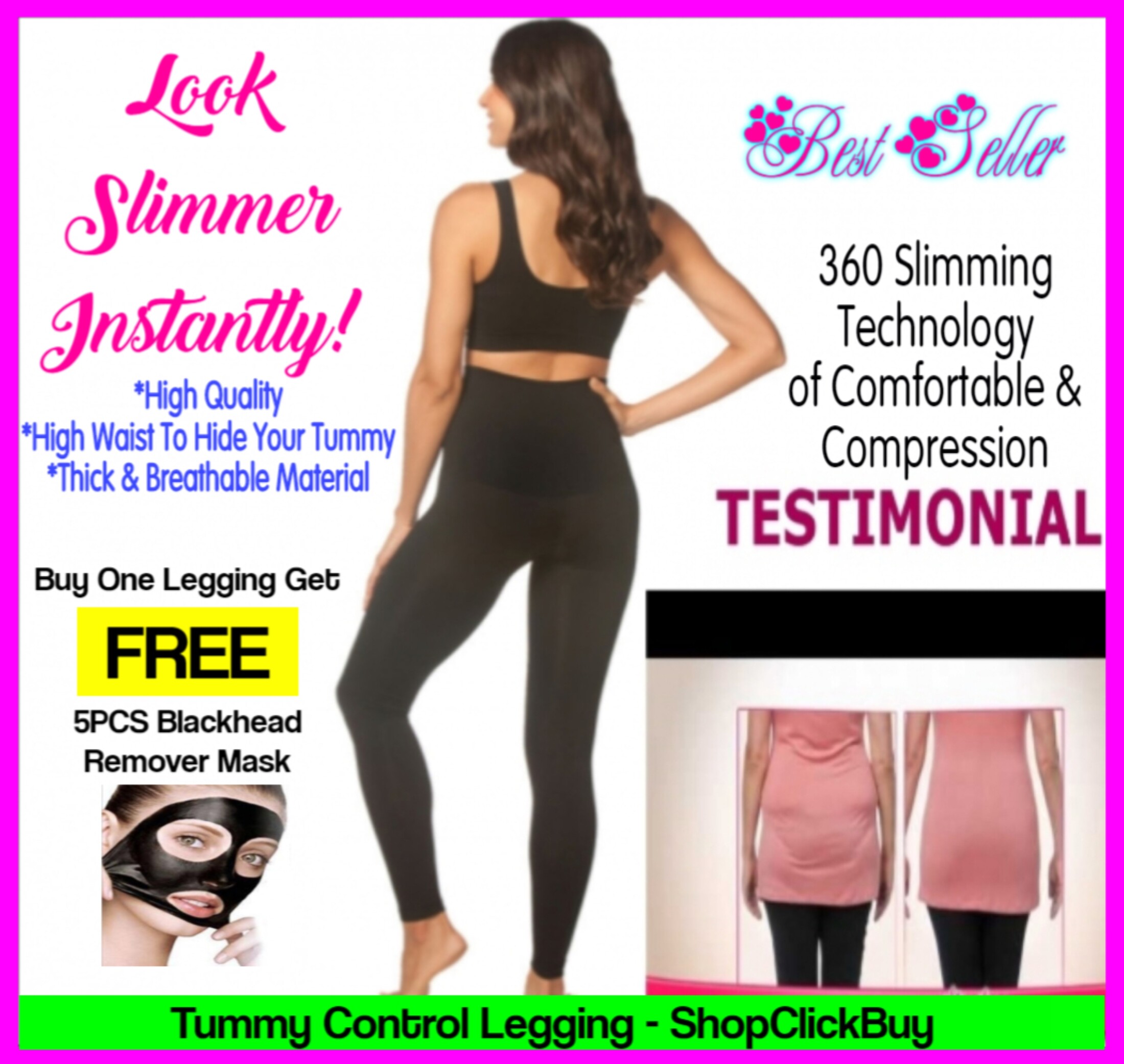 Genie High Waist Seamless Slim /& Tone Leggings 5 zone compression Black XXL//2XL