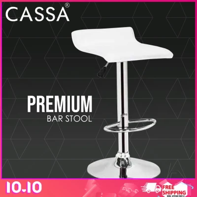 Cassa Premium Simple Flat Modern Bar Stools 360 Degree Swivel Height Adjustable (1 Unit) -White/Black