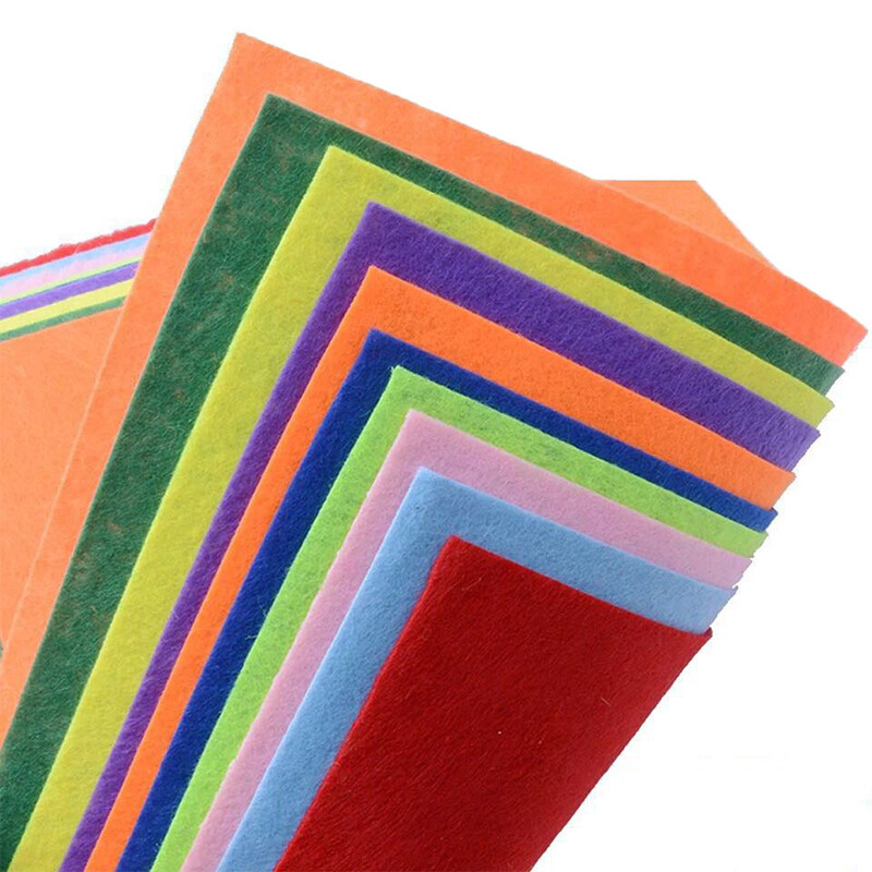 CK Nonwoven Felt Fabric 10x10cm Patchwork Cloth Bundle for Kids Scrapbooking DIY