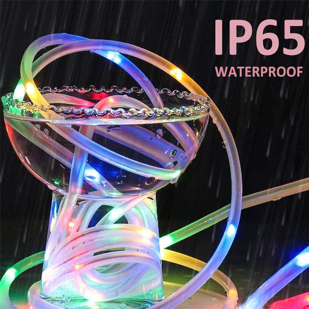 7M/12M/22M LED Solar Light String Rope Tube String Lights 8 Modes Outdoor Waterproof Fairy Lights Garden Garland For Christmas Yard Decoration