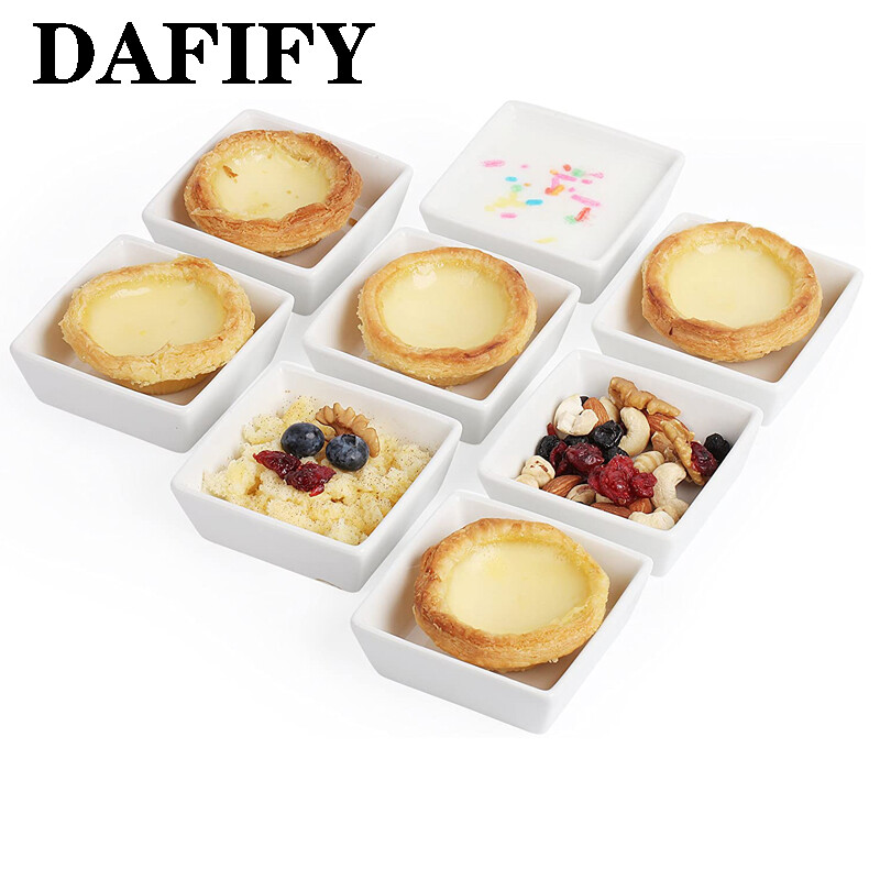 DAFIFY Ceramic Appetizer Sauce Dishes Serving Tray Porcelain Tableware Microwave Safe 9cm