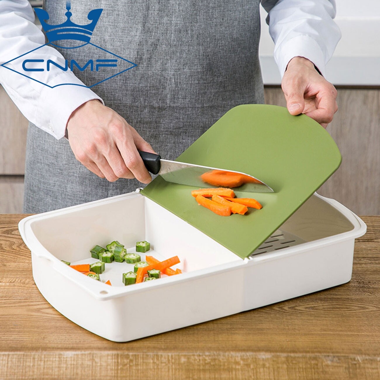 CNMF 3 in 1 Cutting Board and Storage Box Kitchen Chopping Board with Juice Grooves