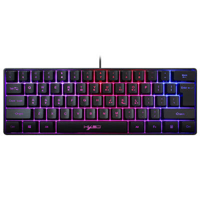 HXSJ V700คีย์บอร์ดสำหรับเล่นเกมแบบมีสายRGB Streamerคีย์บอร์ด61คีย์คีย์บอร์ดสำหรับเกม/สำนักงาน