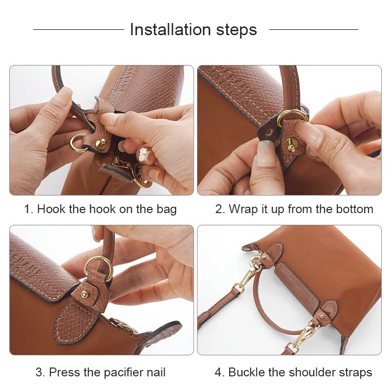 Cho Longchamp túi nhỏ da thật dây đeo vai có thể thay thế dây đeo túi nách túi đeo vai một bên Dây đeo túi Túi tự làm đấm miễn phí biến đổi phụ kiện