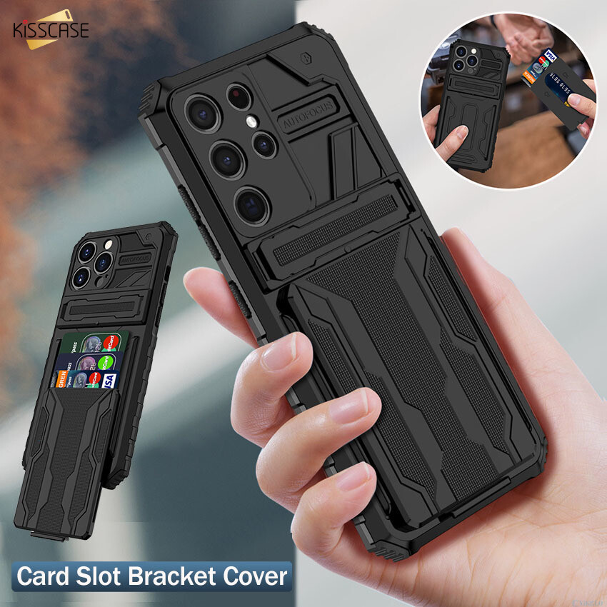 KISSCASE for Samsung Galaxy Note 20 Ultra Note 20 Hybrid Armor Shockproof Phone Case Card Slot Bracket Stand Holder Silicone Back Cover