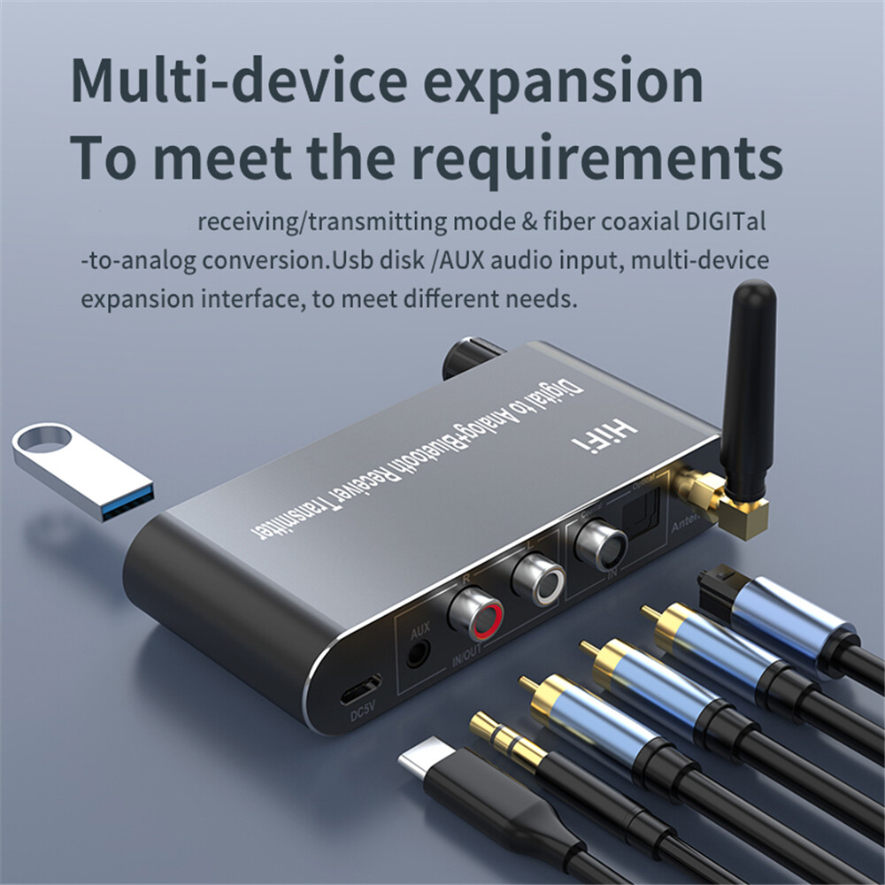 Bộ Thu Phát 5.1 Tương Thích Bluetooth Điều Khiển Từ Xa Đầu Chuyển Âm Thanh U Disk Play Coxial/Optical Đến 3.5MM Aux RL Bộ Chuyển Đổi DAC