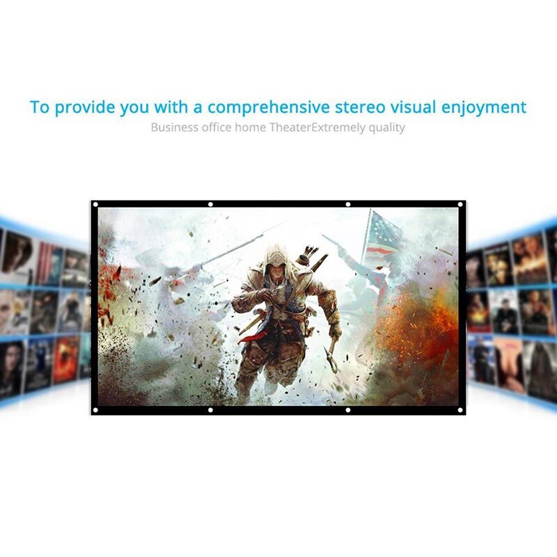 60/72/84/100/120 Portable HD 16:9 White 60 Inch Diagonal Projector Screen