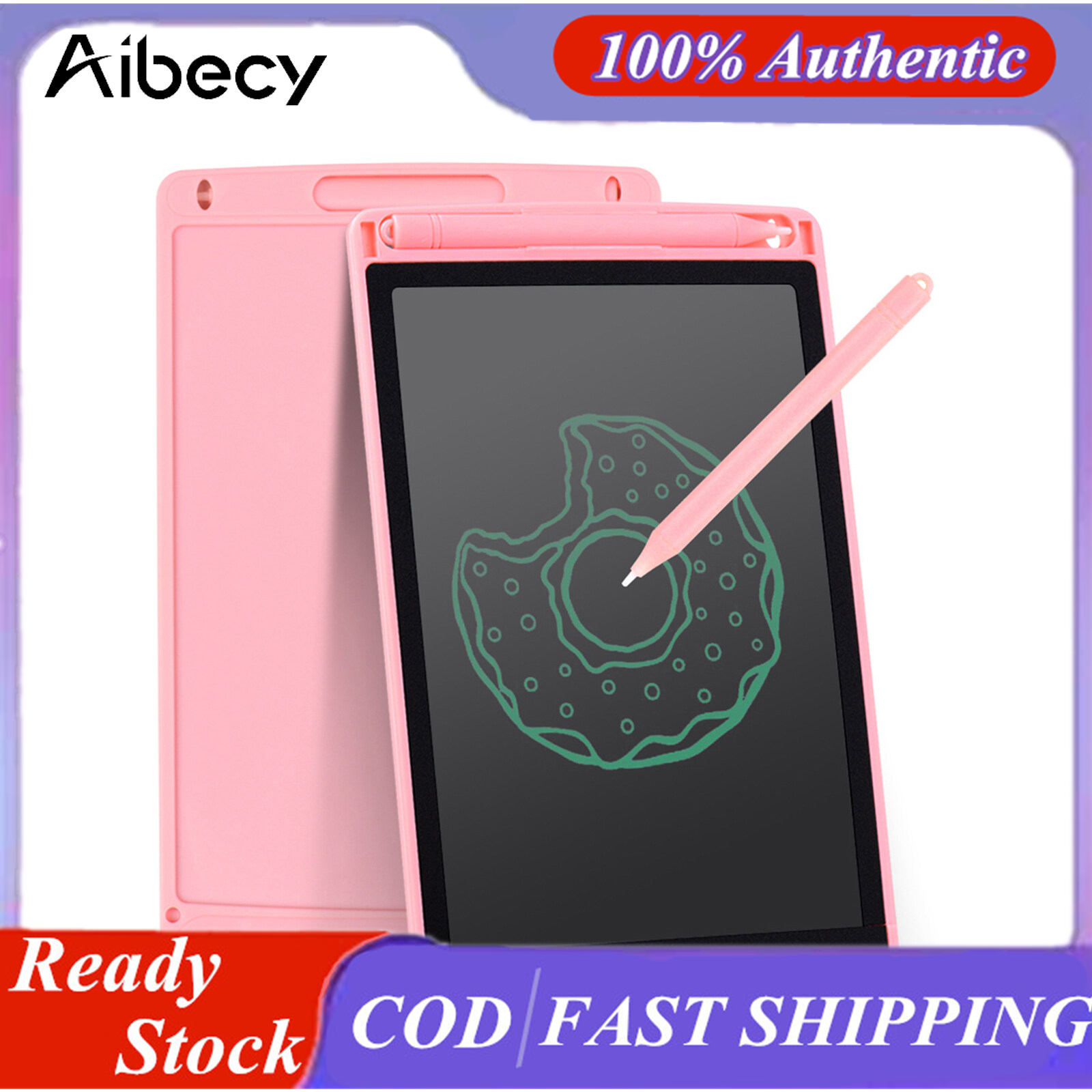Aibecy Portable 8 In-ch LCD Writing T-ablet Ultra-thin Electronic Drawing Board Reusable Handwriting Pad with Stylus Pen Erase Button Gift for Children Students Adults at Home Office School Travel