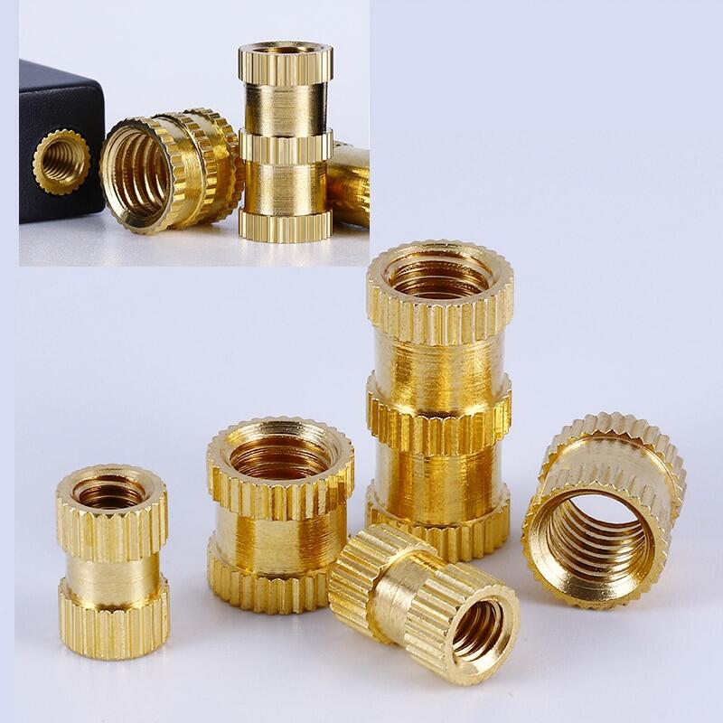 Chèn M2 M3 M4 M5 M8 M10 Brass có khía ống đệm ren Bộ đai ốc ép phun nhúng hạt đồng cho 3D in ấn nhựa