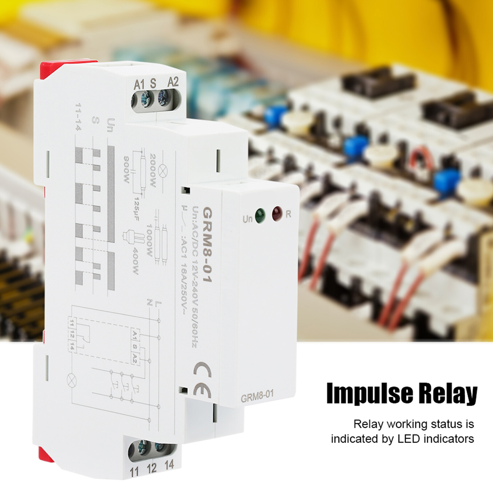 Impulse Relay GRM8-01 AC/DC12-240V Electronic Impulse Relay Latching Relay Memory Relay Can Achieve Multi Point Control by Impulse Commands