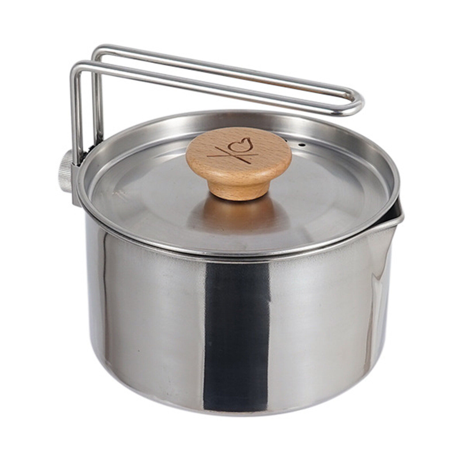 1L Corrosion-resistant Camping Kettle Anti-scratch Stainless Steel Bushcraft Gear Portable Tea Kettle for Household Picnic Kettle High-strength