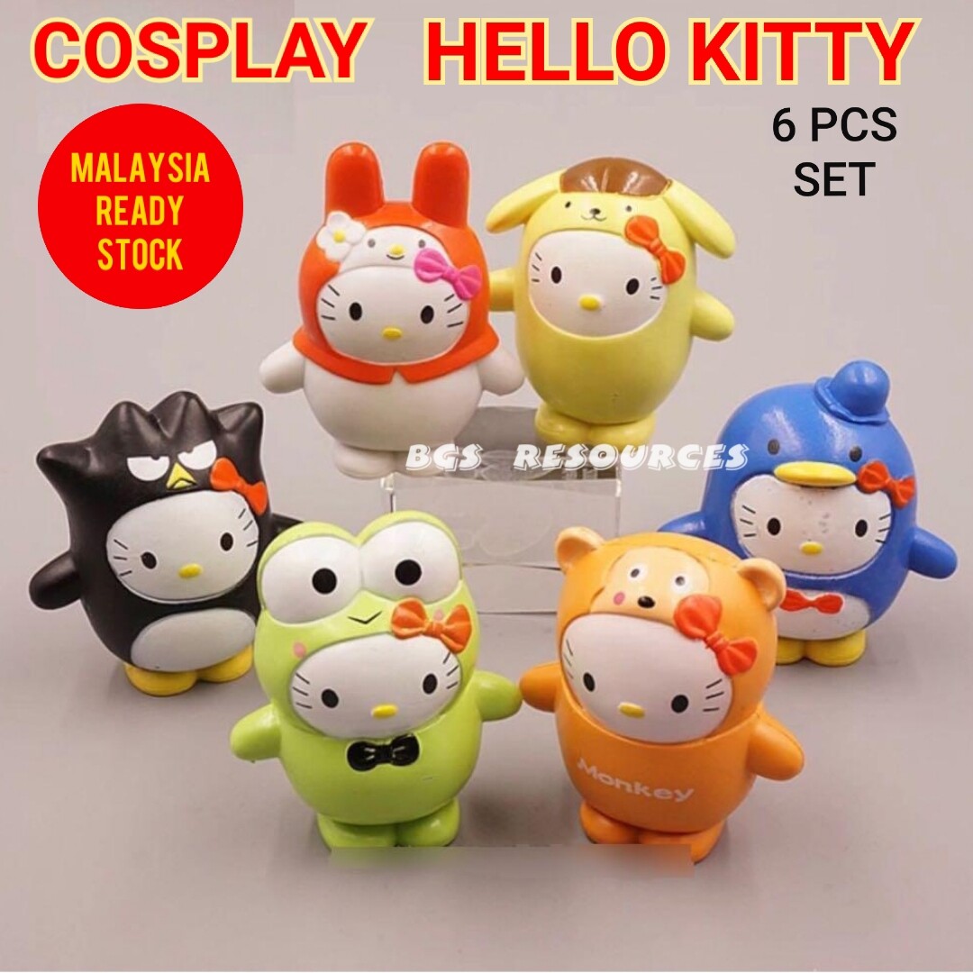 HELLO KITTY FIGURES 6PCS COSPLAY HELLO KITTY FIGURE CUTE KITTY 