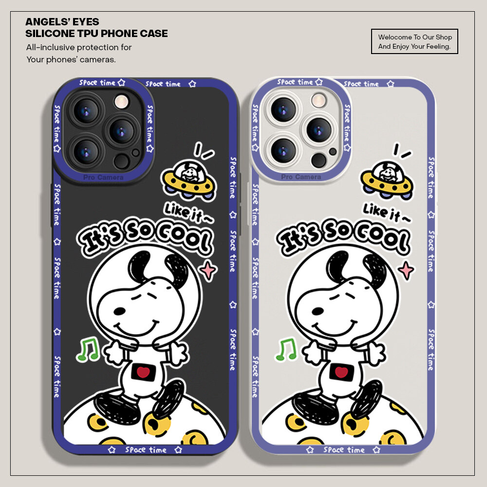 Hontinga Casing Case For Xiaomi Redmi Note 9 Pro Note 9S Case Cartoon Snoopy Square Soft Silicone Full Cover Camera Protection Shockproof Rubber Cases Back Cover Phone Casing Softcase For Boys Girls