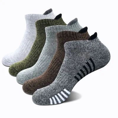 HaloYIYI 5 Pairs Ankle Athletic Sport Socks for Men Durable Cushion Running Low Cut Short Socks