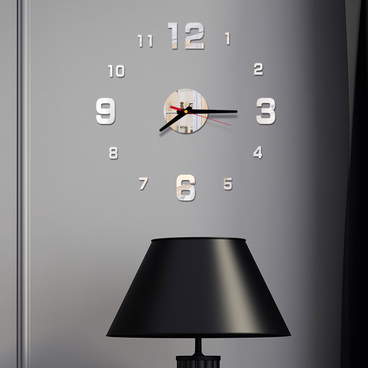 40*40Cm Miếng Dán Tường Đồng Hồ Số Lớn Mặt Gương 3D Tự Làm, Trang Trí Nội Thất Hiện Đại Đề Can Dán Tường Bằng Nhựa Vinyl Có Thể Tháo Rời