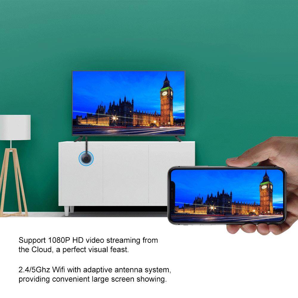 WIFI Display Receiver Mirroring Phone Tablet PC Screen to TV/Projector Mirascreen Support Mirroring Multiple Device 1080P High Definition HIFI
