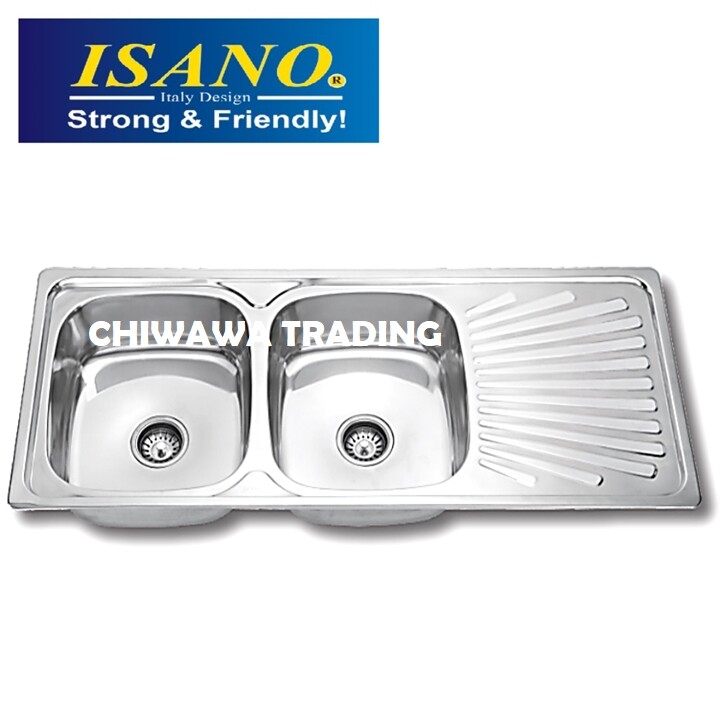 Stainless steel kitchen sink with drainboard