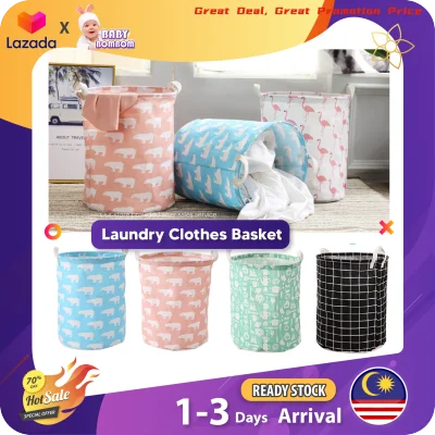 Local Ready Stock Laundry Basket Laundry Bag Clothes Canvas Home Storage Waterproof Folding Dirty Cloth Laundry Basket