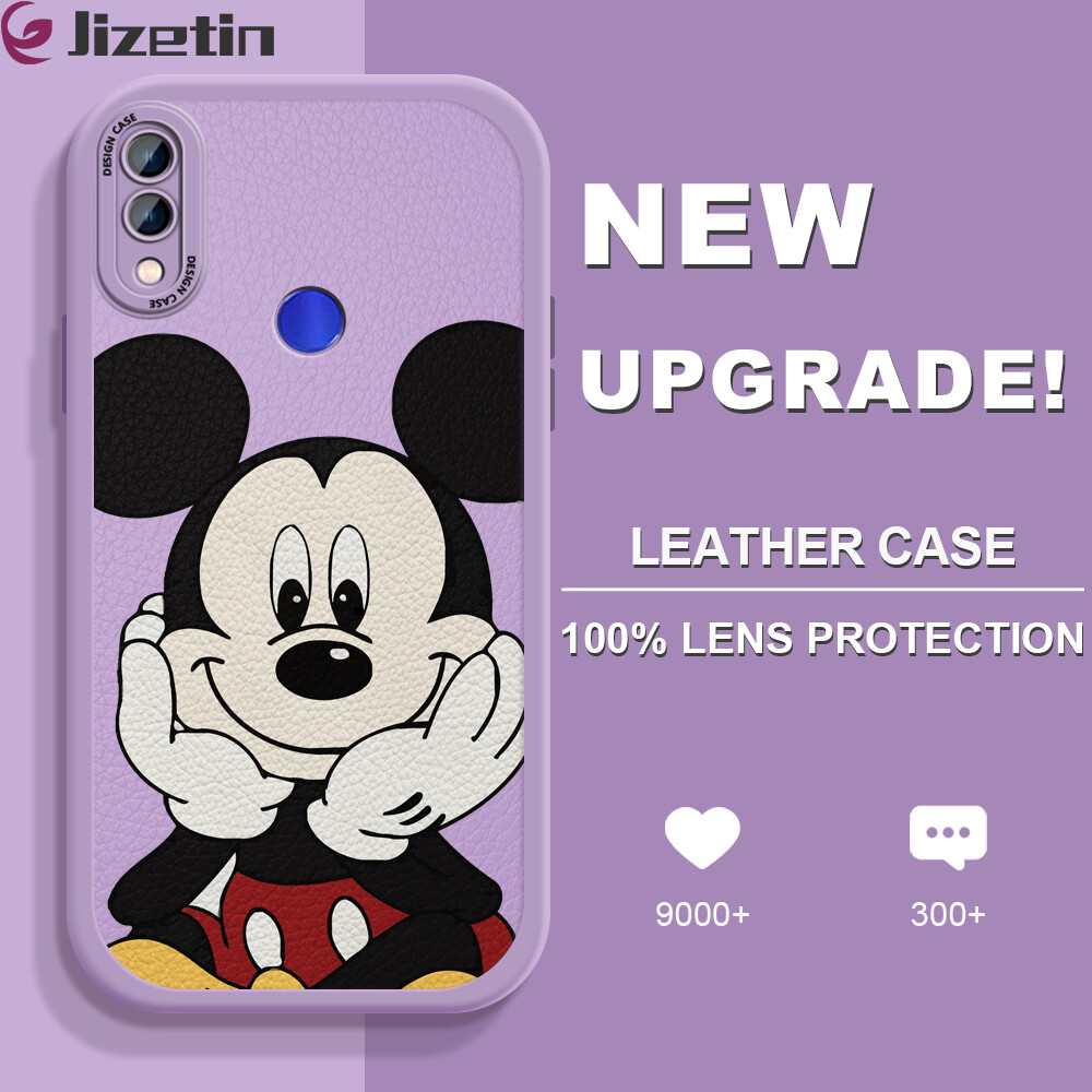 Jizetin Leather Casing For Xiaomi Redmi Note 7 Note 7 Pro Note 8 Note 8 Pro Handphone Casing Slim Skin Feeling Cartoon Micky Mouse Leather Back Casing Soft Silicone PU Leather Cover Phone Case