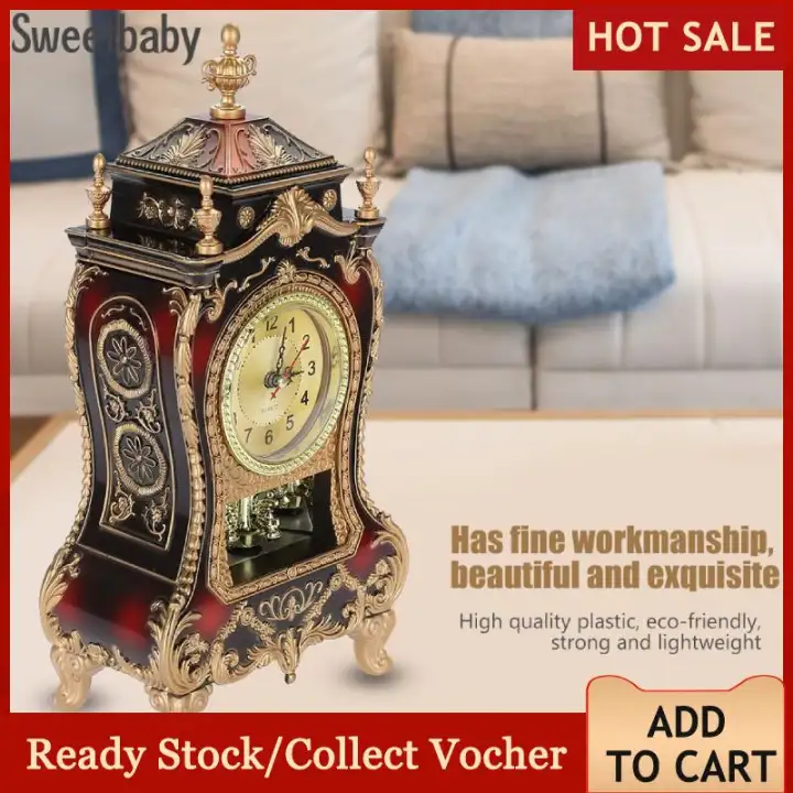 Vintage Style Plastic Table Clock Antique Home Hotel Decorative