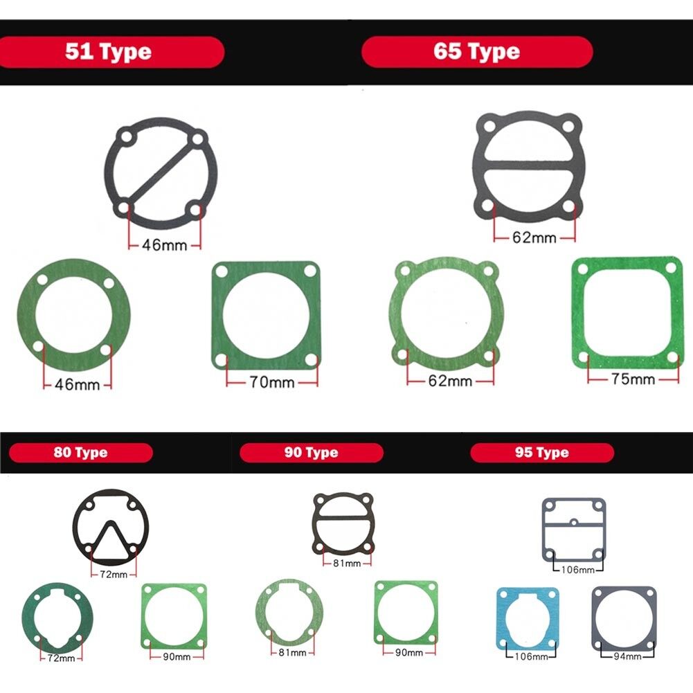 Toolstar Head Gasket Set For Air Compressor Piston Ring 51/65/80/90/95 Type Rebuild Kit
